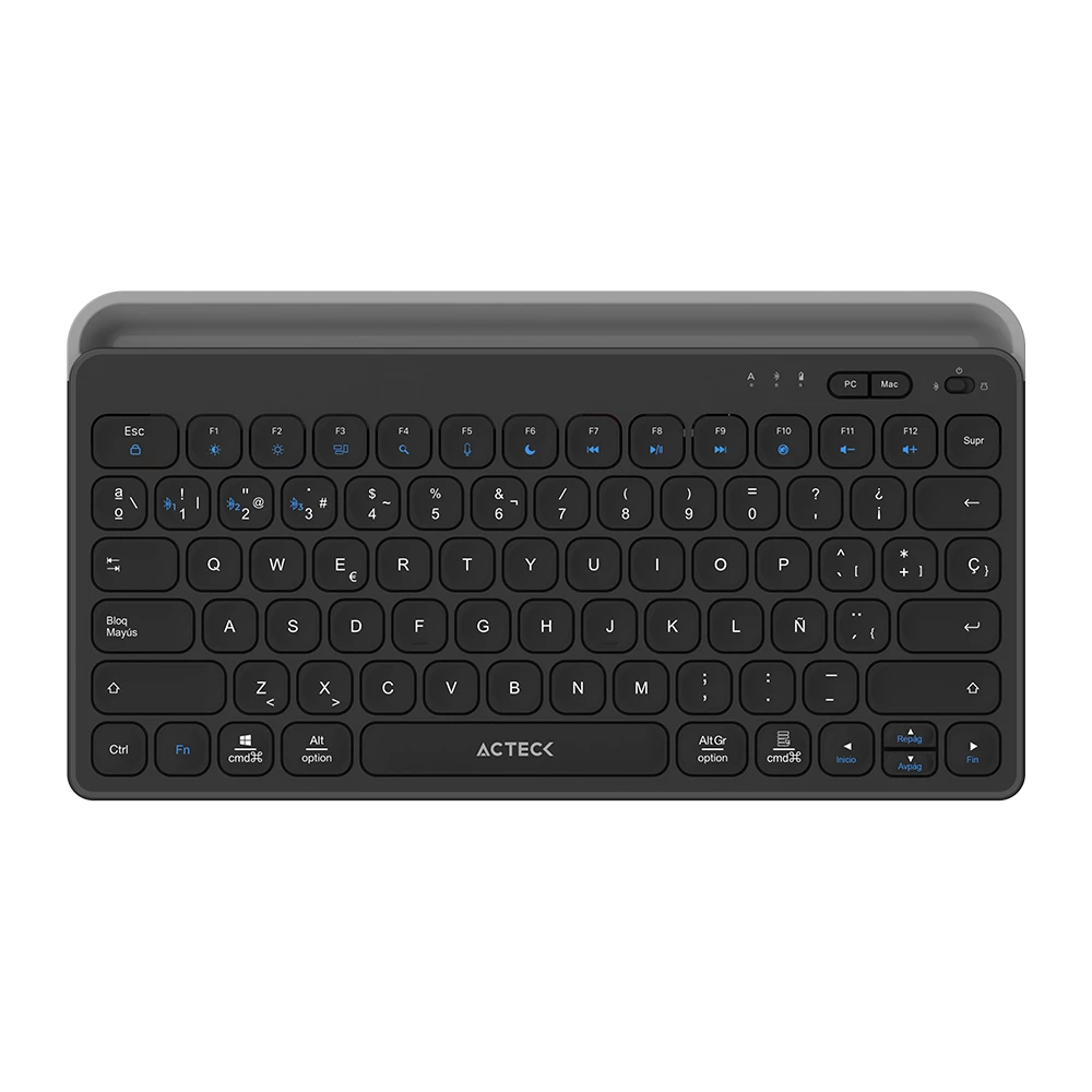 Teclado Multidispositivo | Inspire Trek TI737 | 2.4 MHz + 2 modos BT | Tamaño 65% | Teclas de Membrana Tipo Tijera + Perfil Delgado + Teclas Multimedia | Recargable | Elite | Negro-Gris