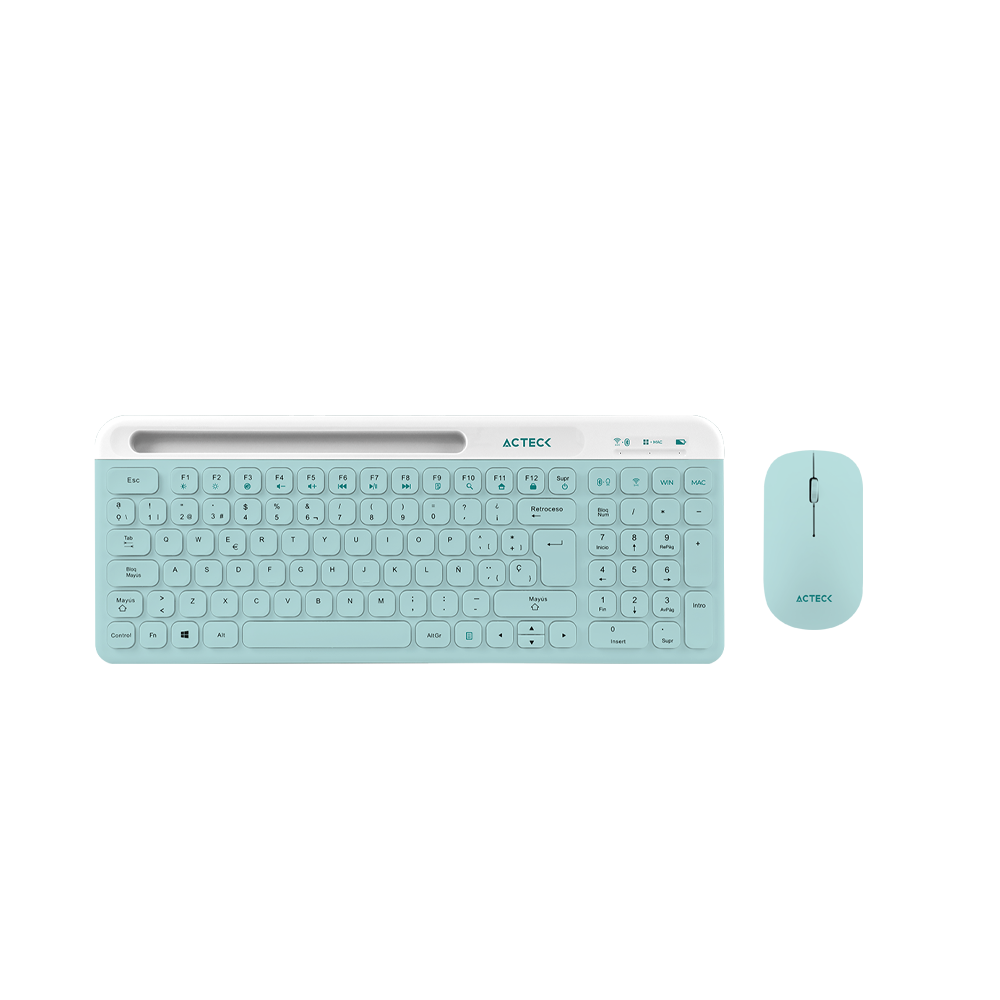 Combo Teclado y Mouse | Creator Virtuos Silk MK720 | 2 en 1 | Teclado Ergonómico + Mouse + Inalámbrico 2.4 GHz+ Recarga USB C | Tiffany