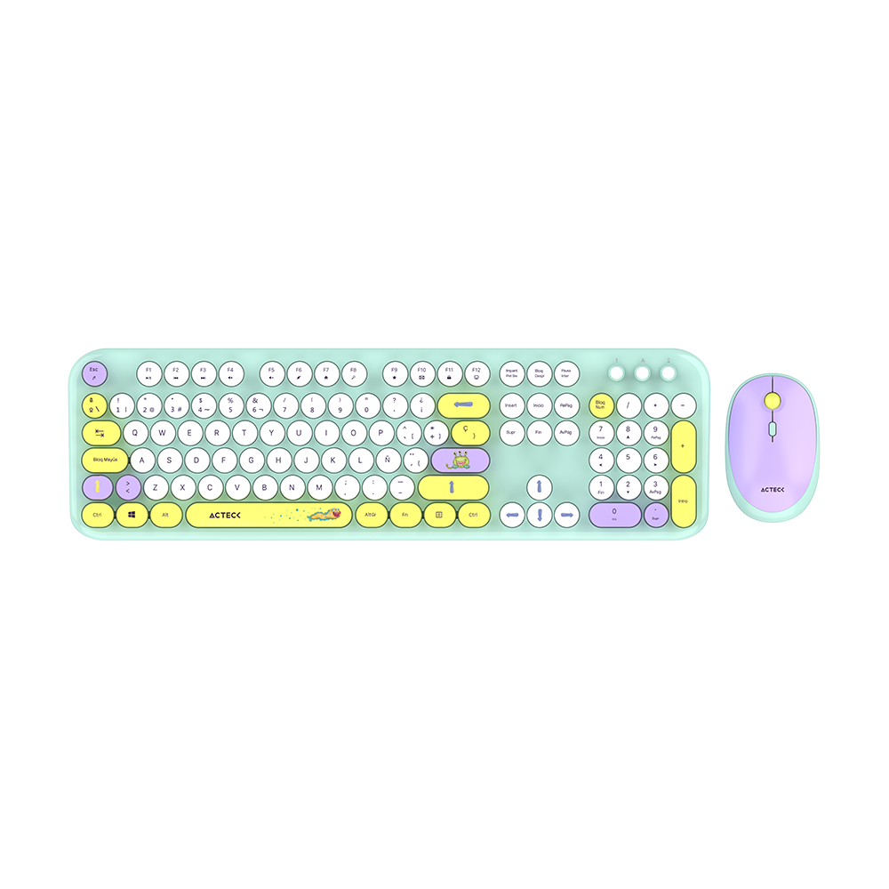 Combo 2 en 1 Inalámbrico | Creator Chic K- Colors MK485 | Teclado + Mouse | 2.4 MHz | 100% + Diseño Vanguardista + Teclas de Membrana | 1xAA + 1xAA | Advanced | Tiffany