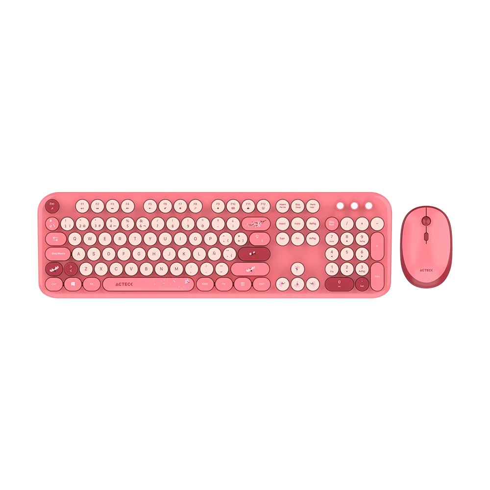 Combo 2 en 1 Inalámbrico | Creator Chic K- Colors MK485 | Teclado + Mouse | 2.4 MHz | 100% + Diseño Vanguardista + Teclas de Membrana | 1xAA + 1xAA | Advanced | Rojo