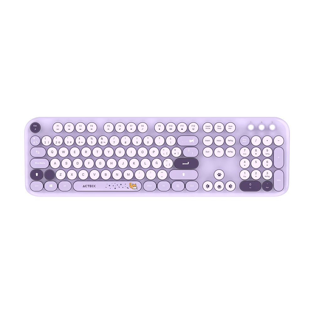 Combo 2 en 1 Inalámbrico | Creator Chic K- Colors MK485 | Teclado + Mouse | 2.4 MHz | 100% + Diseño Vanguardista + Teclas de Membrana | 1xAA + 1xAA | Advanced | Violeta