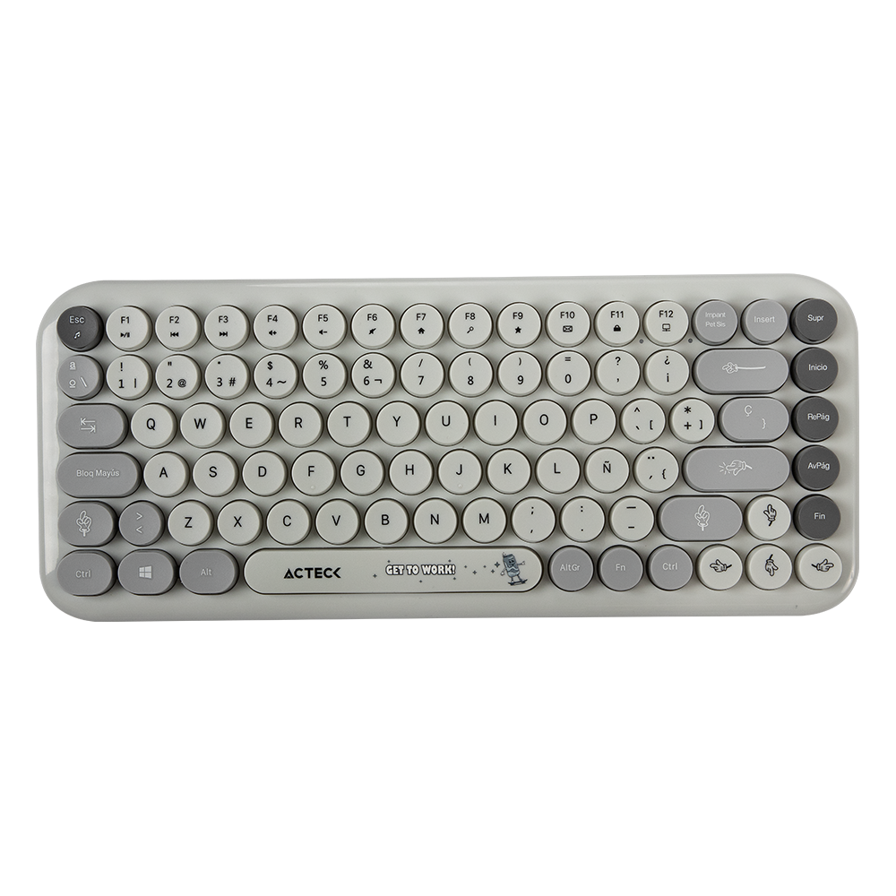 Combo 2 en 1 Inalámbrico | Creator Chic K- Colors MK480 | Teclado + Mouse | 2.4 MHz | 65% + Diseño Vanguardista + Teclas de Membrana | 1xAA + 1xAA | Advanced | Gris