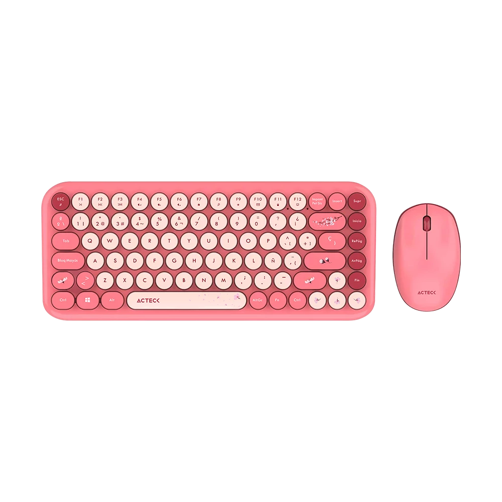 Combo 2 en 1 Inalámbrico | Creator Chic K- Colors MK480 | Teclado + Mouse | 2.4 MHz | 65% + Diseño Vanguardista + Teclas de Membrana | 1xAA + 1xAA | Advanced | Rojo