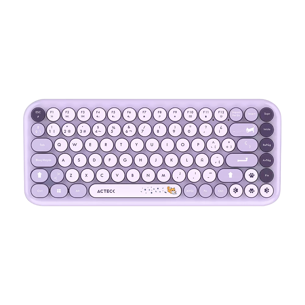 Combo 2 en 1 Inalámbrico | Creator Chic K- Colors MK480 | Teclado + Mouse | 2.4 MHz | 65% + Diseño Vanguardista + Teclas de Membrana | 1xAA + 1xAA | Advanced | Violeta