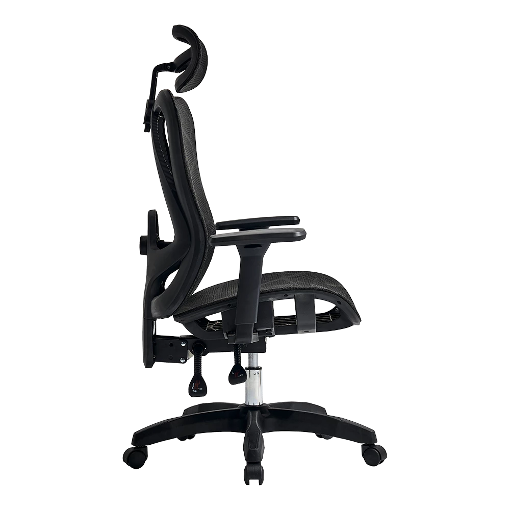 Silla de Oficina Ergonómica | Floe Plus EC727 | Malla + PP + Nylon | Pistón Clase 3 + Soporta hasta 120 Kg + Mecanismo Mecánico + 135° | Reposabrazos 3D | Elite | Negro