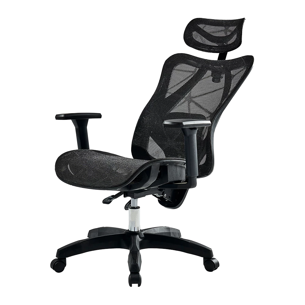 Silla de Oficina Ergonómica | Floe Plus EC727 | Malla + PP + Nylon | Pistón Clase 3 + Soporta hasta 120 Kg + Mecanismo Mecánico + 135° | Reposabrazos 3D | Elite | Negro