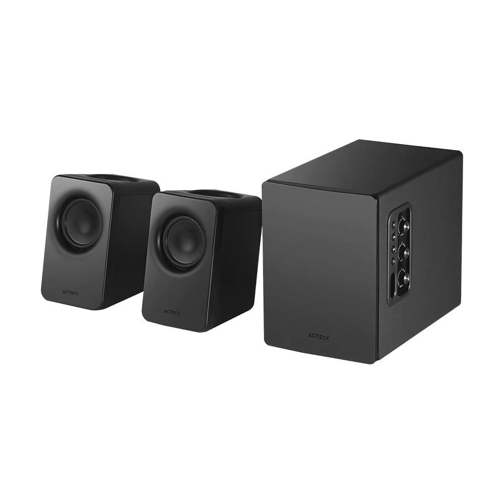 Bocinas para Computo con Subwoofer | Dynamic Exact Mini S-Pro BS495 | Bluetooth 5.3 + RCA + HDMI + USB 2.0 + 3.5 mm | Sonido Estéreo + 2.0 | 60 W | Subwoofer Alámbrico | Advanced Negro