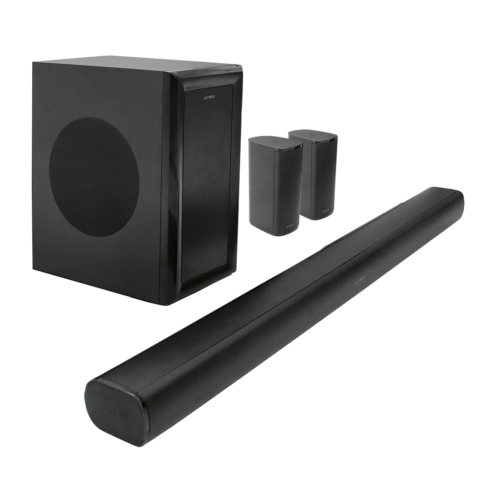 Sistema de Teatro en Casa | Dynamic Stage BS700 | Bluetooth 5.3 + HDMI ARC + Óptico + USB + 3.5 mm | Satélites traseros Inalámbrico + Subwoofer | 5.1 Dolby | 180 W | Control Remoto | Elite | Negro