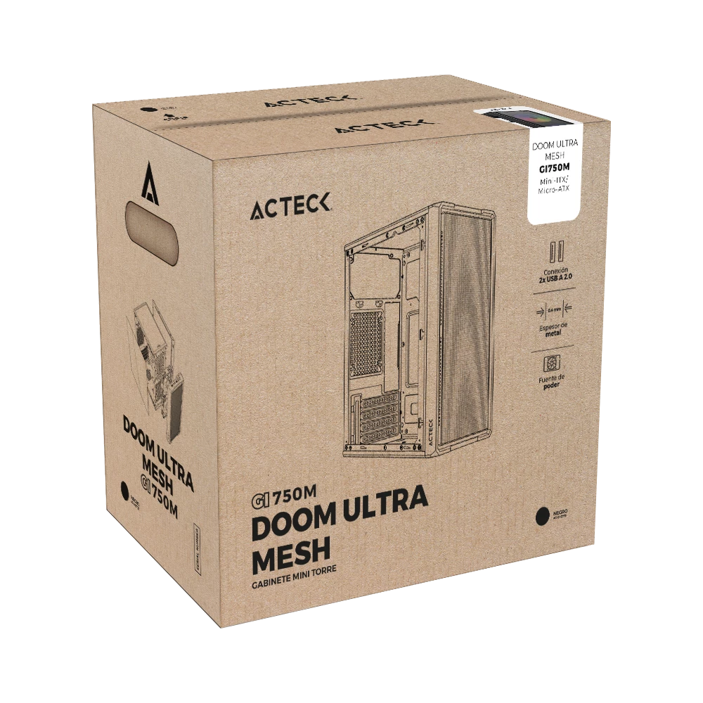 Gabinete Mini Torre | Doom Ultra Mesh GI750M | Negro