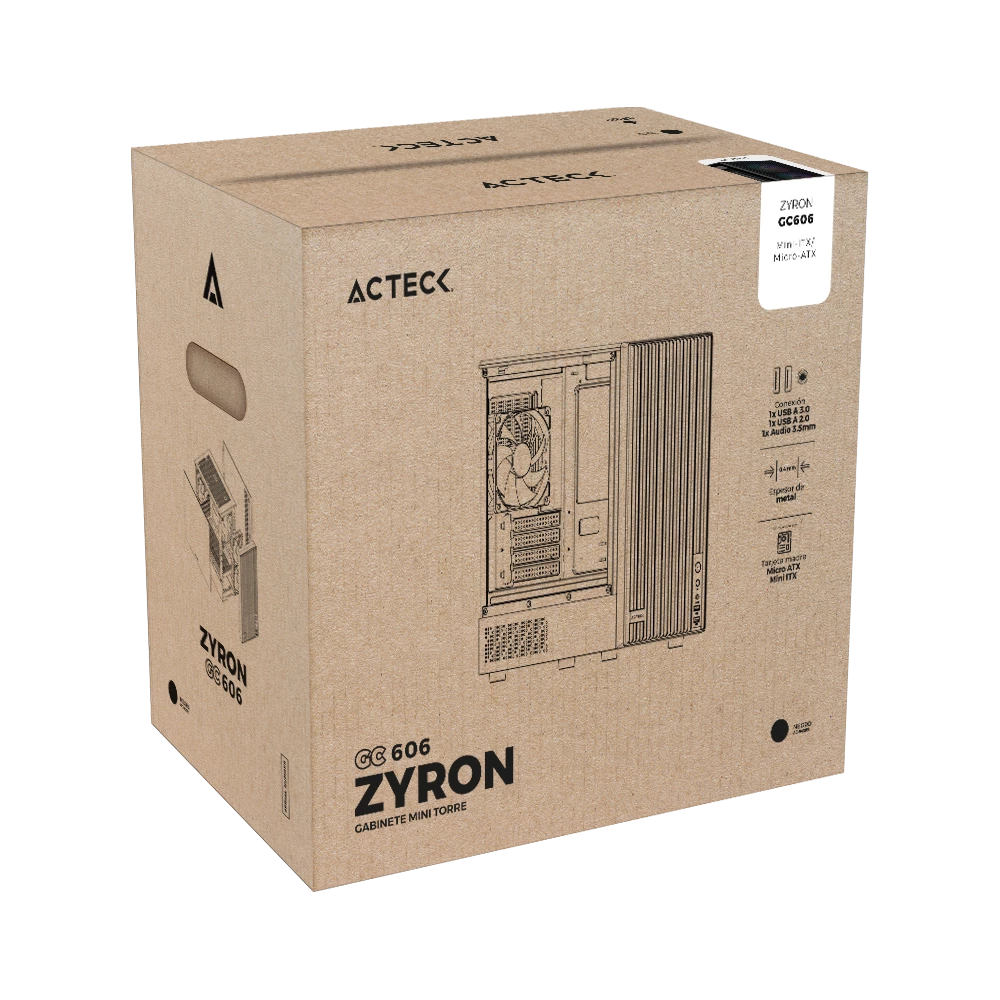 Gabinete Compact Mini Torre | Zyron GC606 | Negro