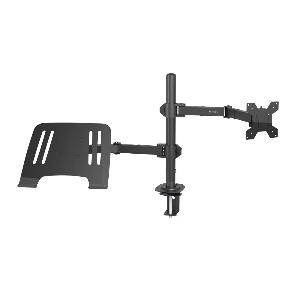 Soporte Doble para Monitor y Laptop Articulado con C-Clamp | Enforce Zone SM525 | Negro