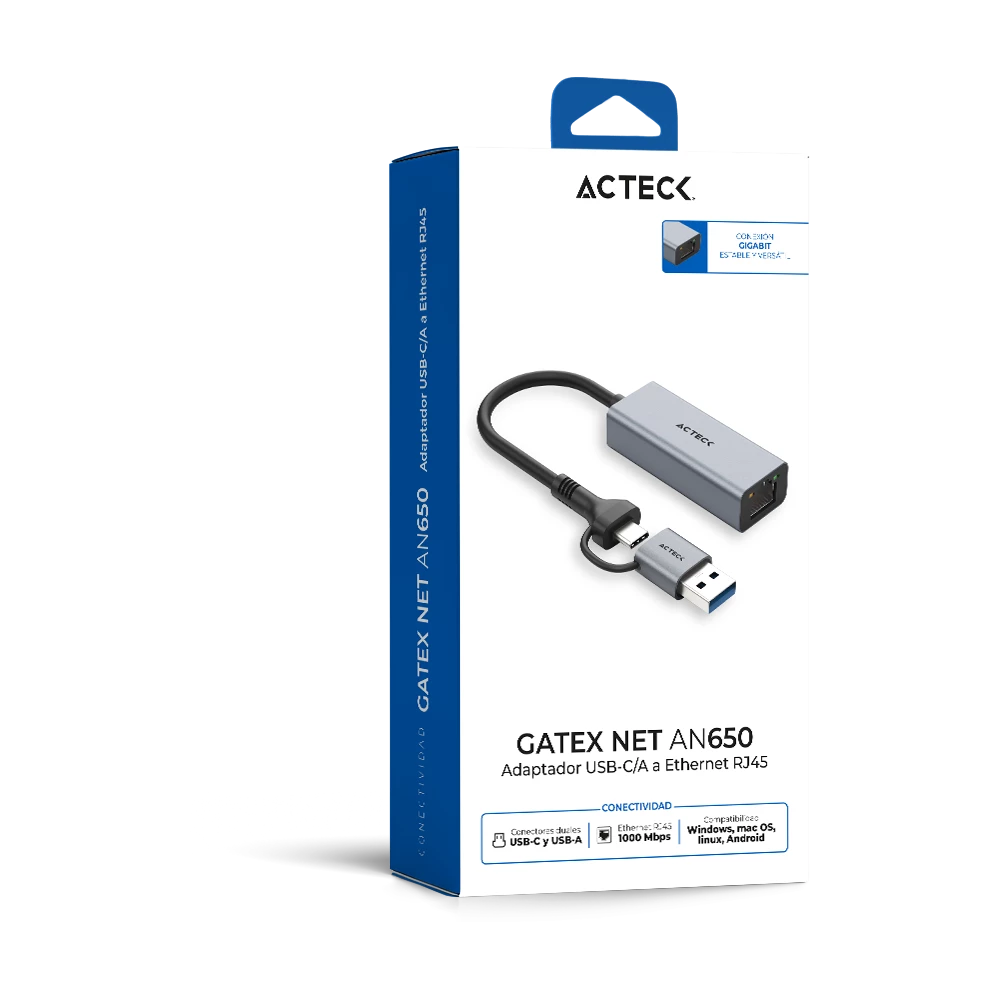 Adaptador USB-C/A a Ethernet RJ45 | Gatex Net AN650