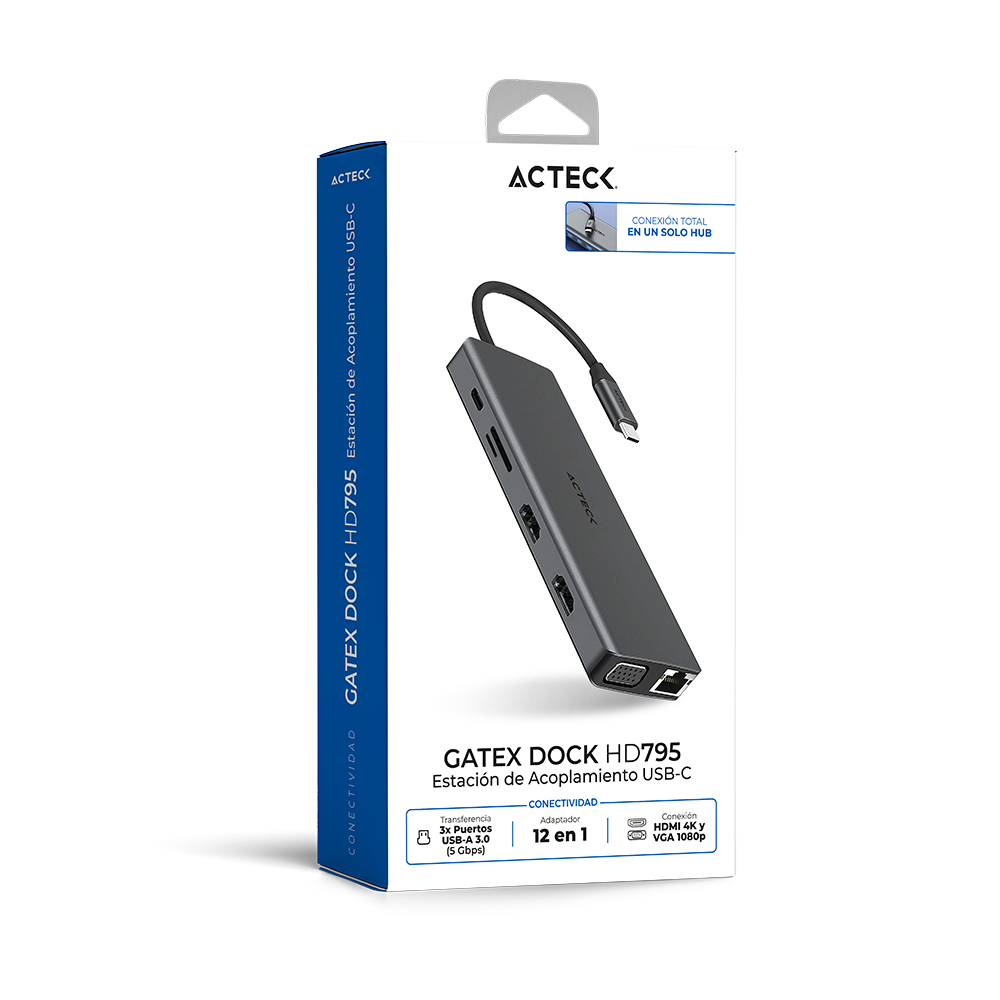 Hub USB-C 12 en 1 | Gatex Dock HD795 | Advanced Series Titanio