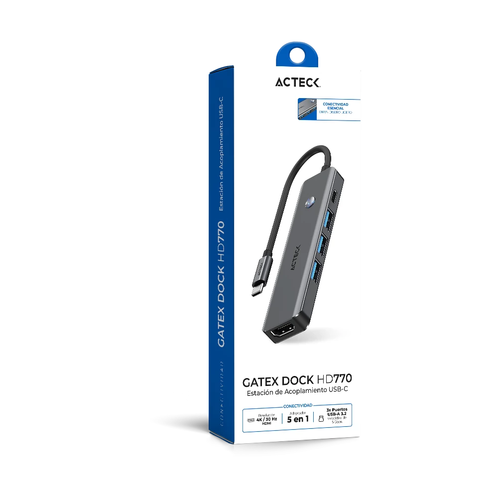 Hub OTS USB-C 5 en 1 | Gatex Dock HD770 | Advanced Series Titanio