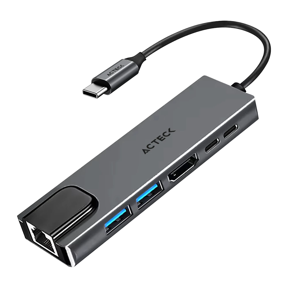 Hub USB-C 6 en 1 | Gatex Dock HD555 | Advanced Series Titanio