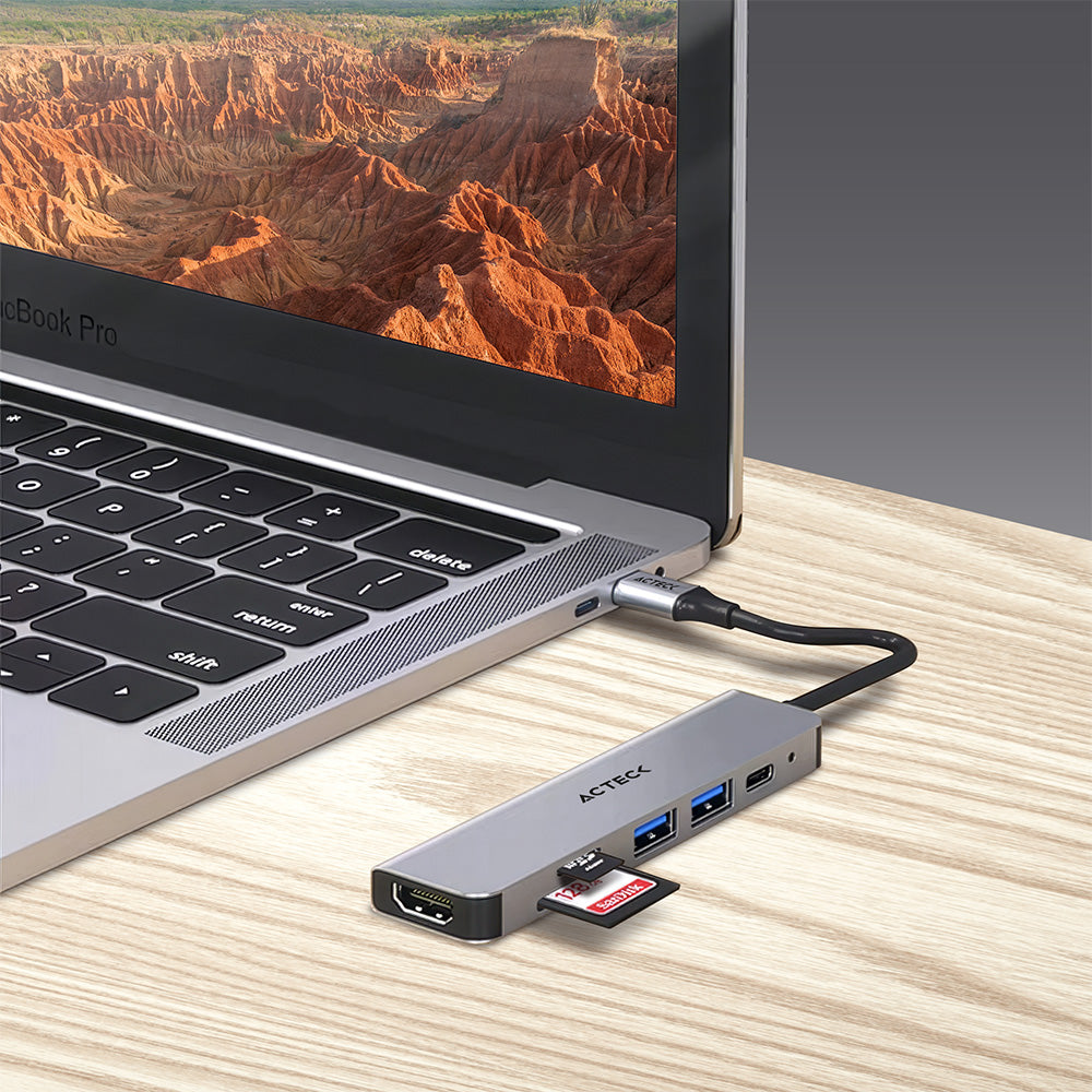 Hub USB-C 6 en 1 | Gatex Dock HD550 | Advanced Series Titanio