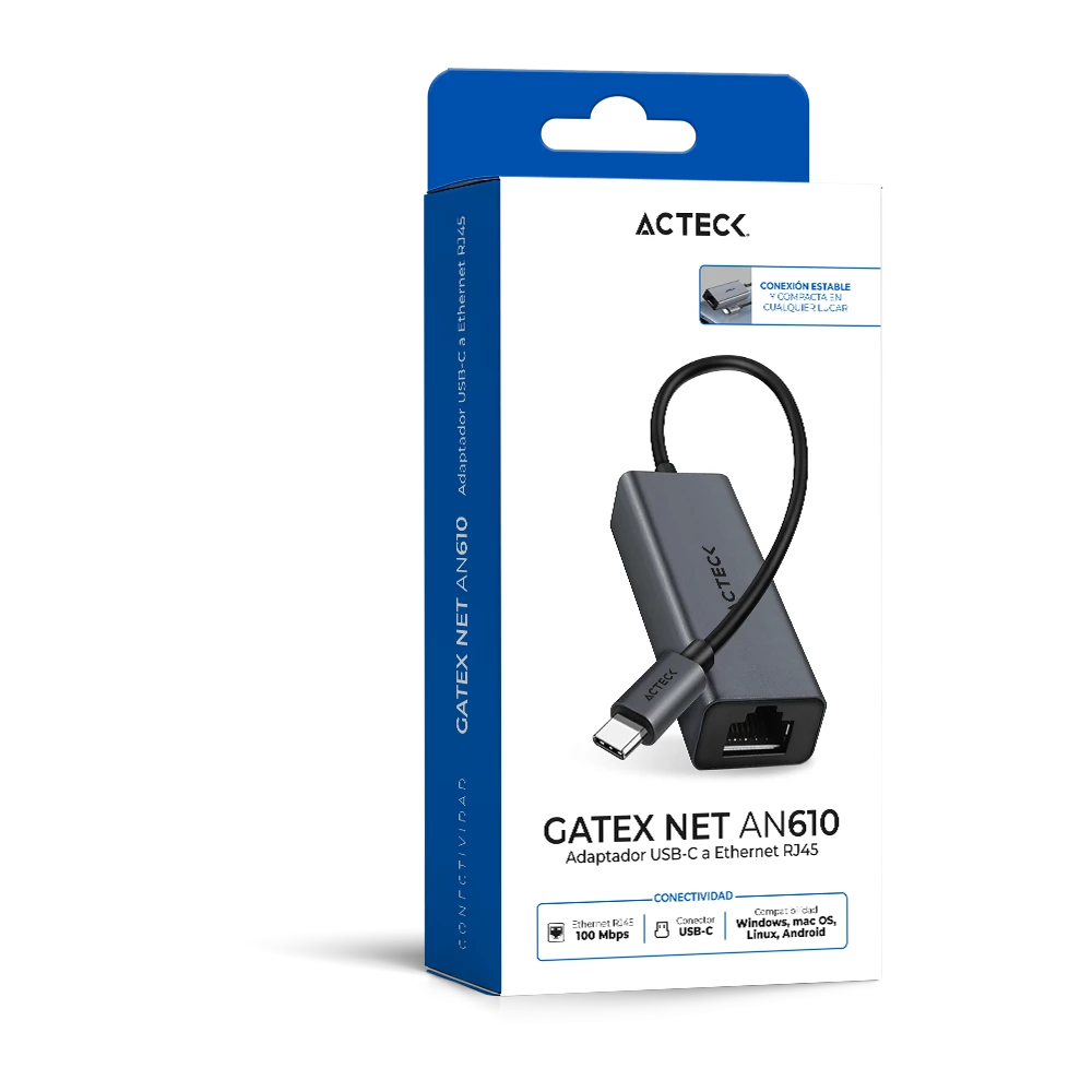 Adaptador USB-C a Ethernet | Gatex Net AN610 | Essential Series Titanio