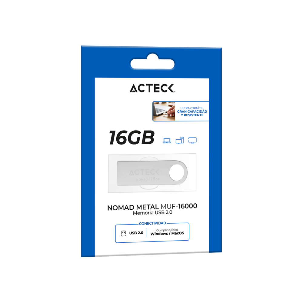 Memoria USB | 16 GB 2.0 | Nomad Metal MUF-16000