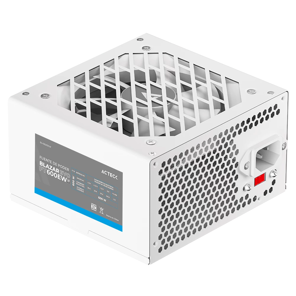 Fuente de Poder | Blazar Evo FT600EW ATX 600W | 1xATX 20+4 + 1xATX12V 4+4 + 2xSATA + 2xMolex + 1xPCIe 6+2 | Blanco