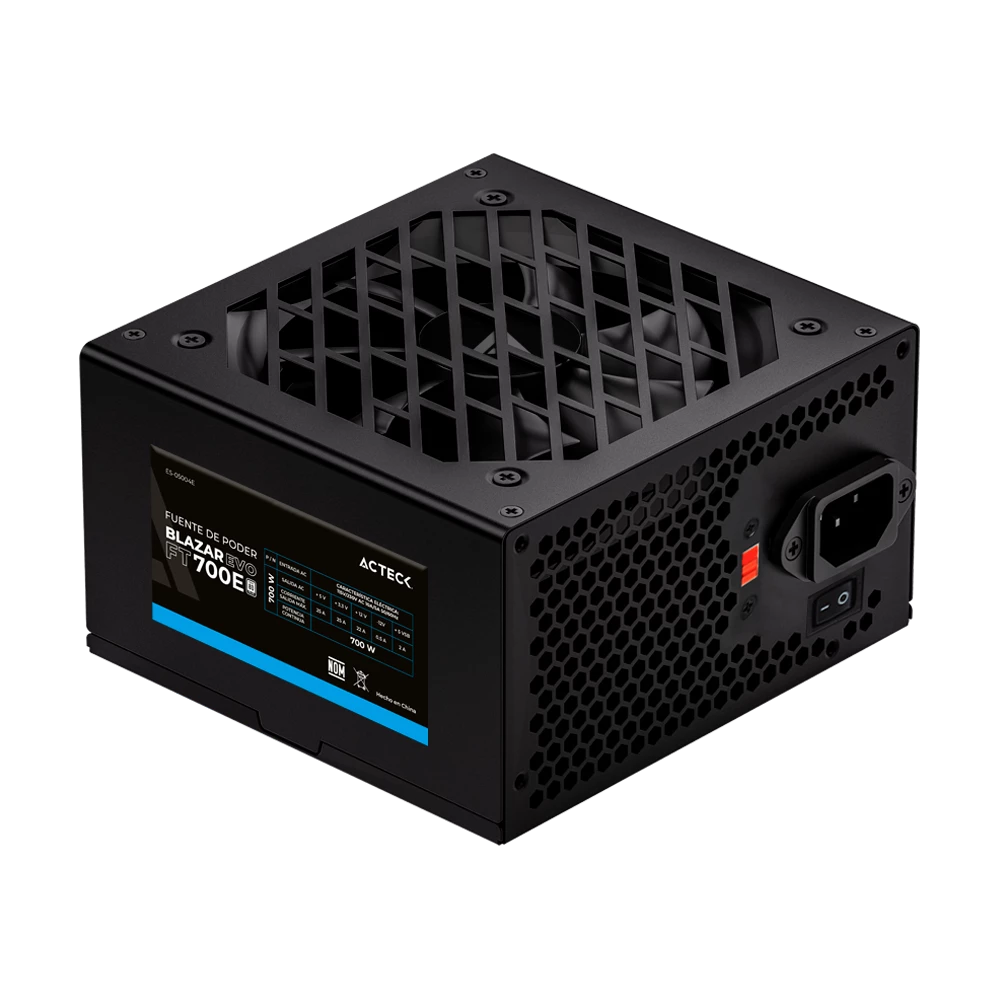 Fuente de Poder | Blazar Evo FT700E ATX 700W | 1xATX 20+4 + 1xATX12V + 4xSATA + 2xMolex + 2xPCIe 6+2 | Negro